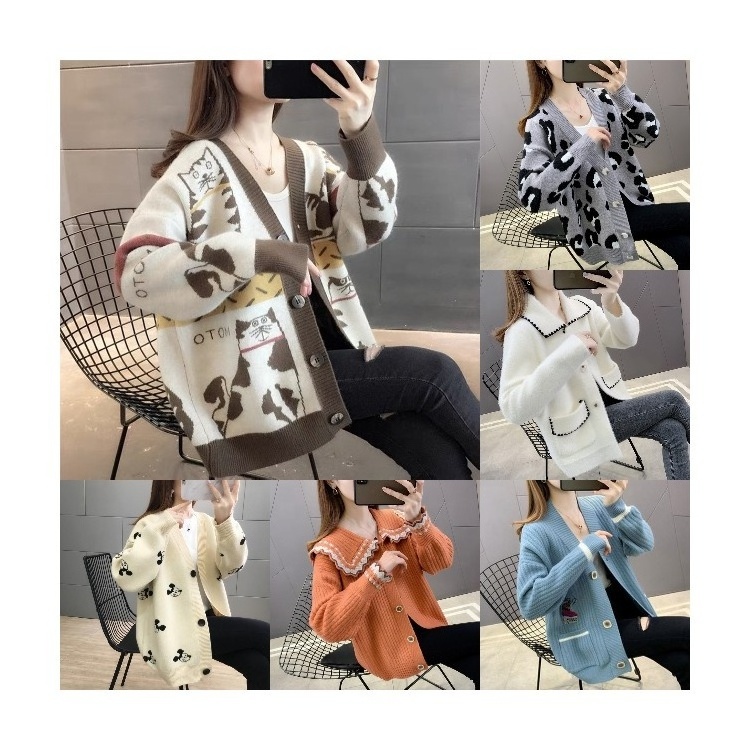 Hand embroidered knitted pullover women's sweater oversize women's coat autumn winter hand heavy knitted Crochet sweater