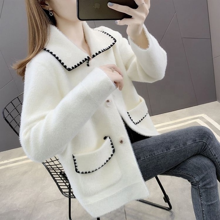 Hand embroidered knitted pullover women's sweater oversize women's coat autumn winter hand heavy knitted Crochet sweater