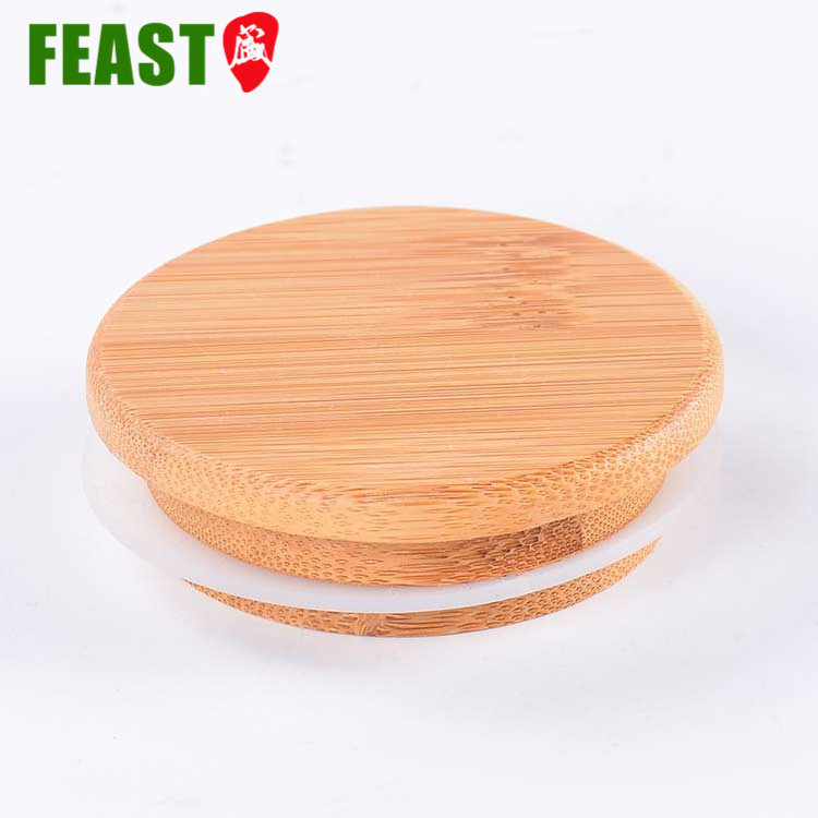 Hot sale for with silicone ring glass storage jar wooden lid bamboo cover