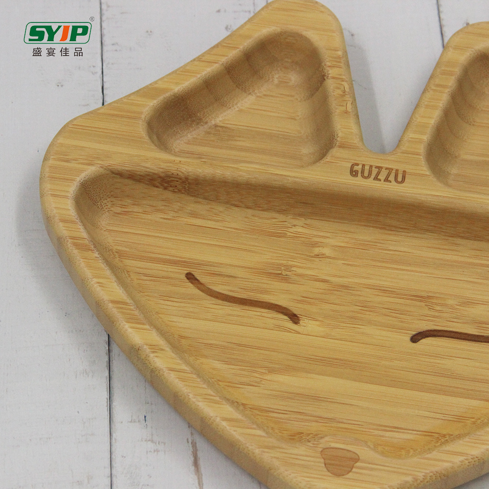 Customized Bamboo Wood Serving Tray Plates Baby Set Feeding Portable Custom Logo