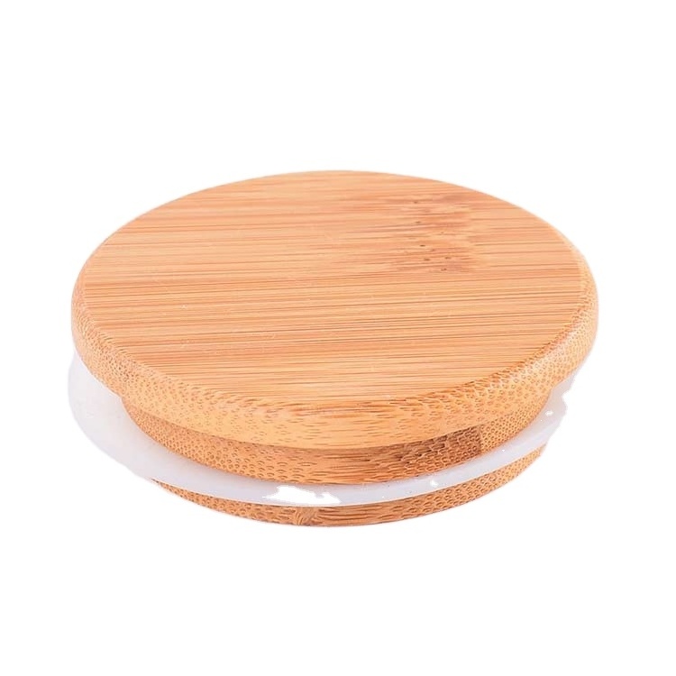 Hot sale for with silicone ring glass storage jar wooden lid bamboo cover