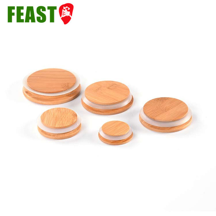 Hot sale for with silicone ring glass storage jar wooden lid bamboo cover