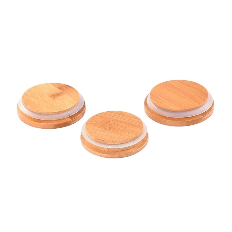 Hot sale for with silicone ring glass storage jar wooden lid bamboo cover