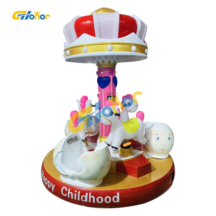 Amusement kiddie ride 6 players musical carousel indoor games six children ride on carousel for kids