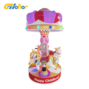 miniature carousel coin operated electric Carousel game 3 players kids mini carousel for sale