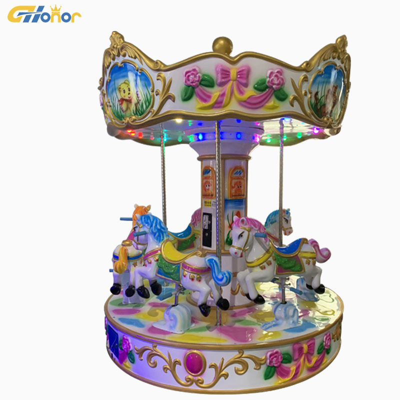 Amusement kiddie ride 6 players musical carousel indoor games six children ride on carousel for kids