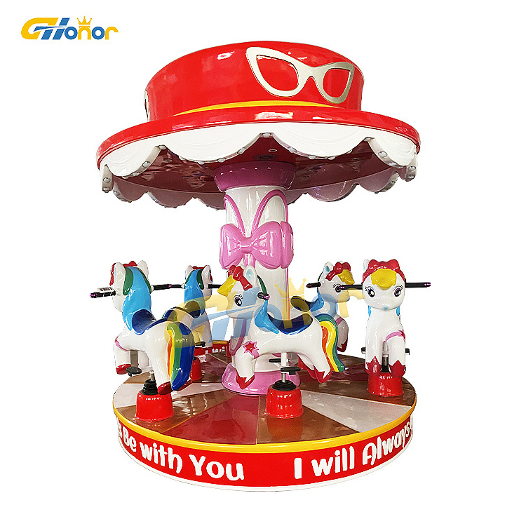 3 Or 6 Players Merry go round Kids Mini Carousel coin operated kiddie ride for Sale