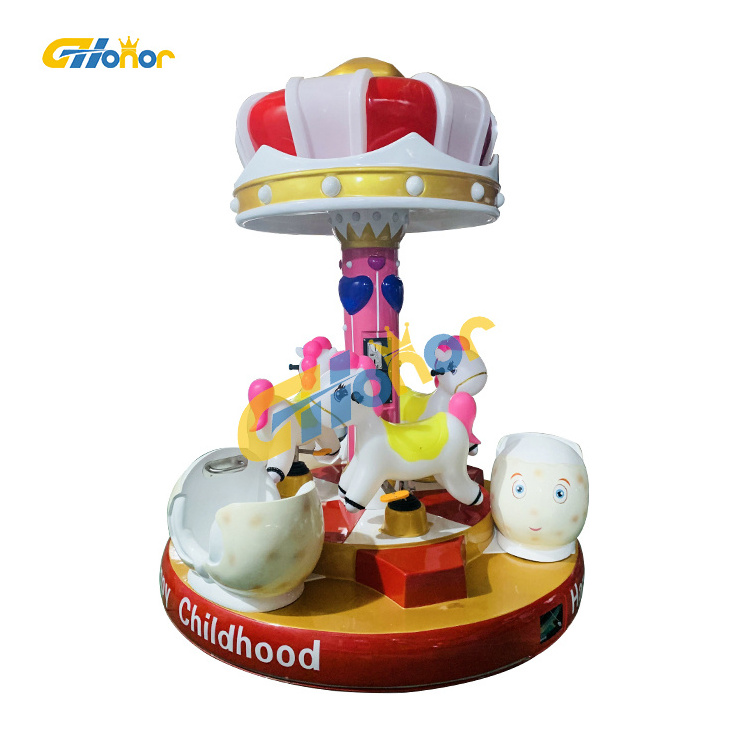 3 Or 6 Players Merry go round Kids Mini Carousel coin operated kiddie ride for Sale