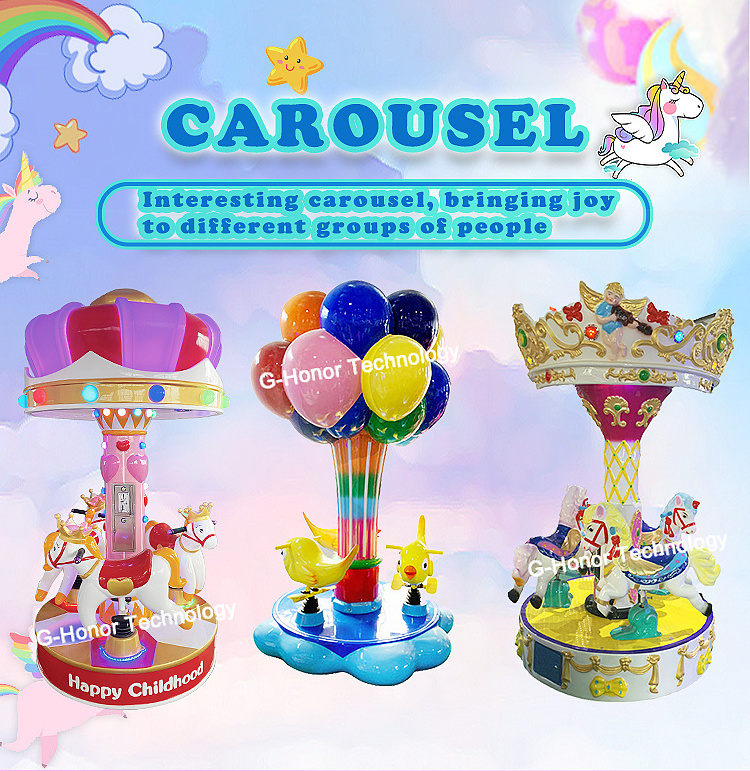 Indoor amusement park Kids Carousel Ride Merry Go Round Carousel  3 Seats Mini Carousel  for sale