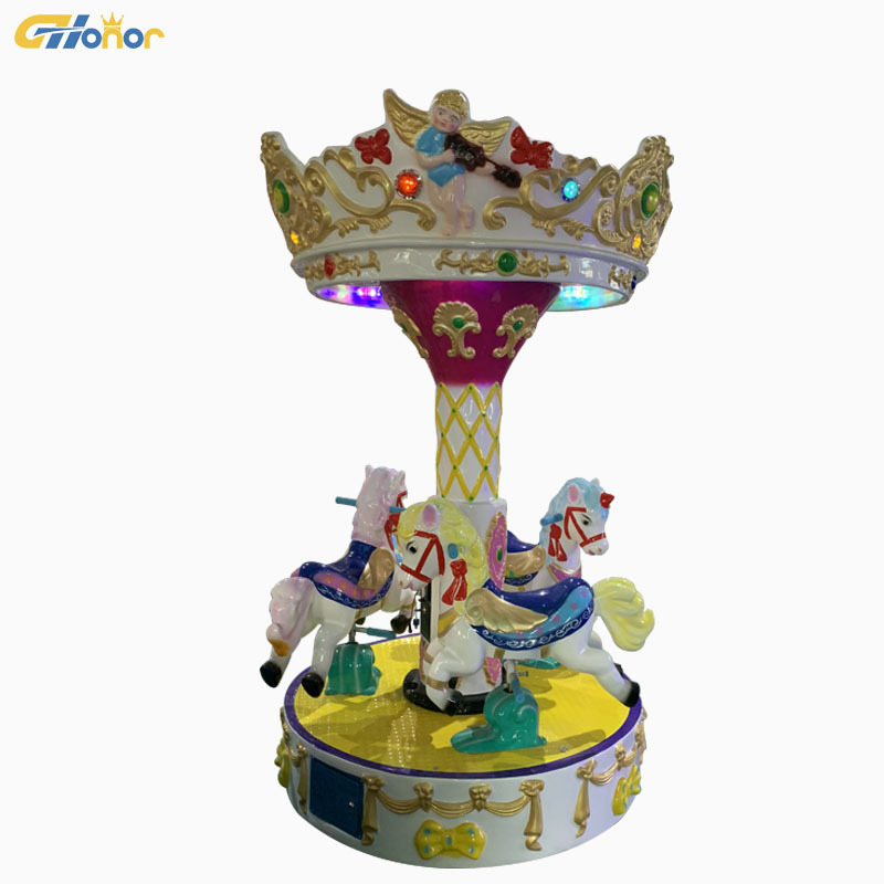 miniature carousel coin operated electric Carousel game 3 players kids mini carousel for sale