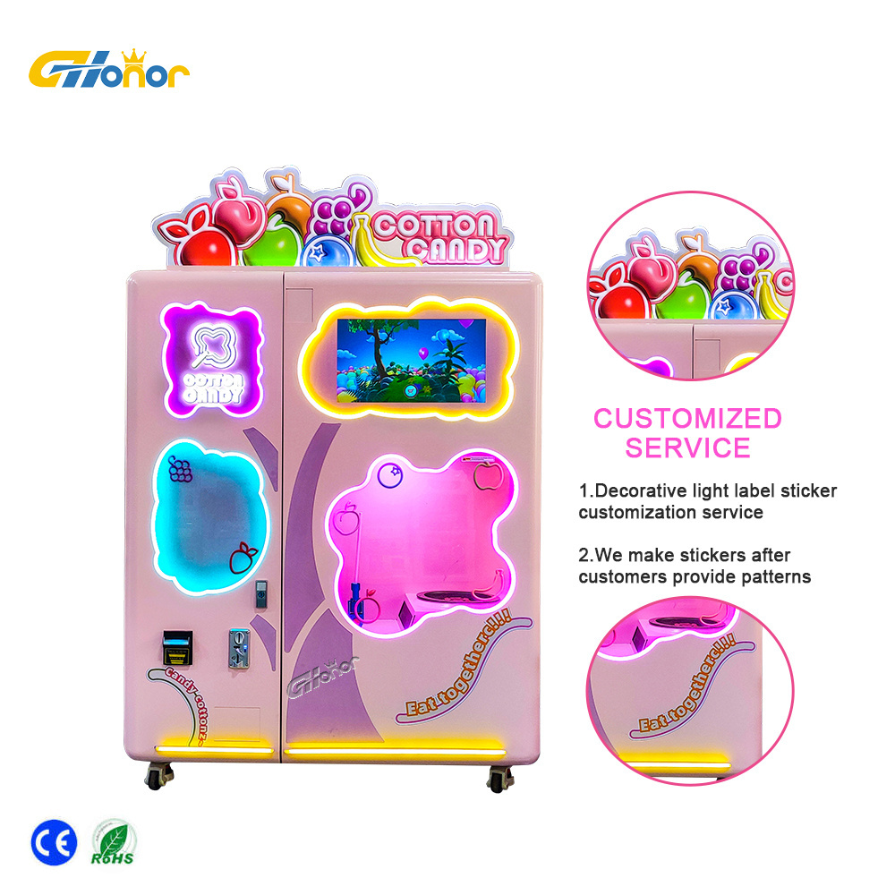 cotton candy machine robot with sprinkler Robot fully automatic cotton candy vending machine for sale