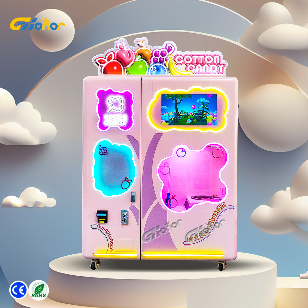 cotton candy machine robot with sprinkler Robot fully automatic cotton candy vending machine for sale