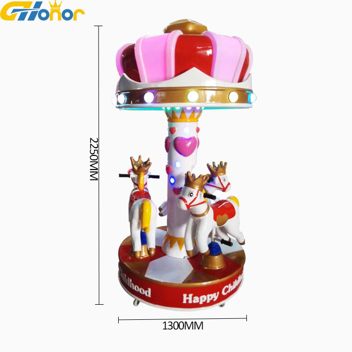 miniature carousel coin operated electric Carousel game 3 players kids mini carousel for sale