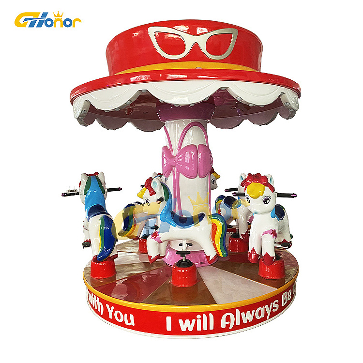 Amusement kiddie ride 6 players musical carousel indoor games six children ride on carousel for kids