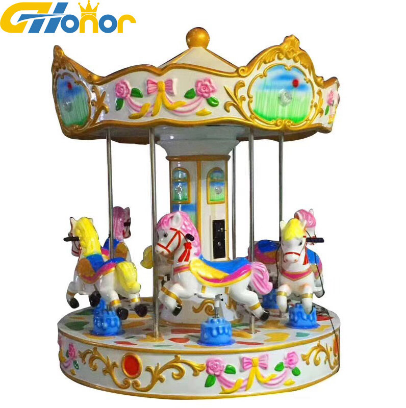 3 Or 6 Players Merry go round Kids Mini Carousel coin operated kiddie ride for Sale