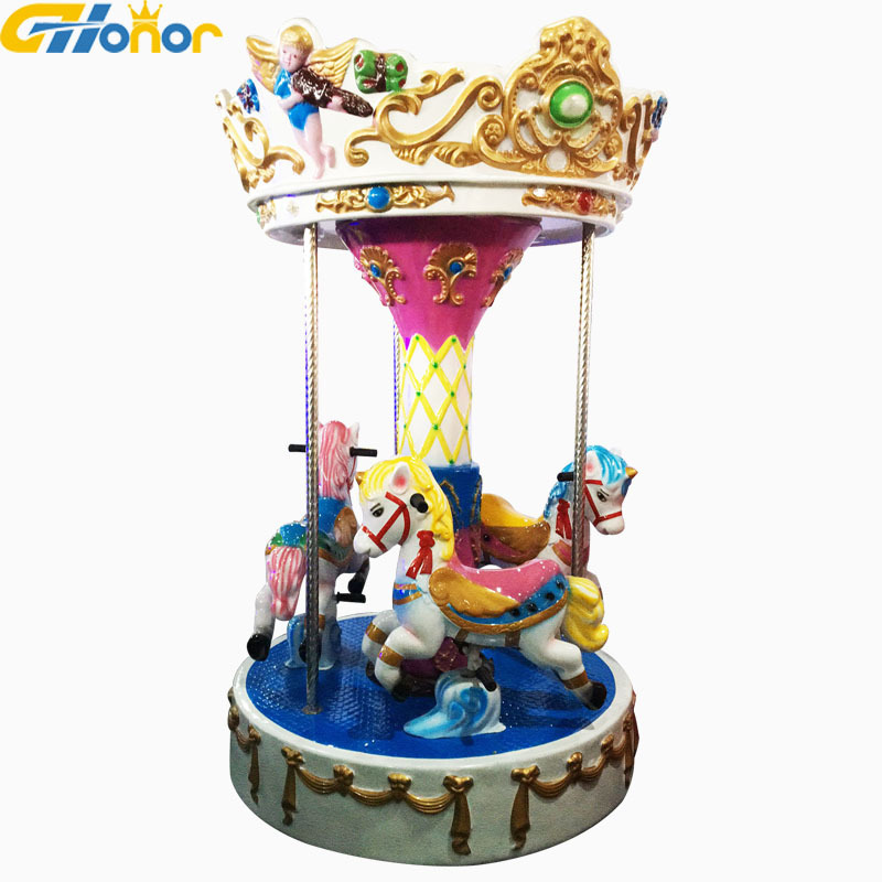 miniature carousel coin operated electric Carousel game 3 players kids mini carousel for sale