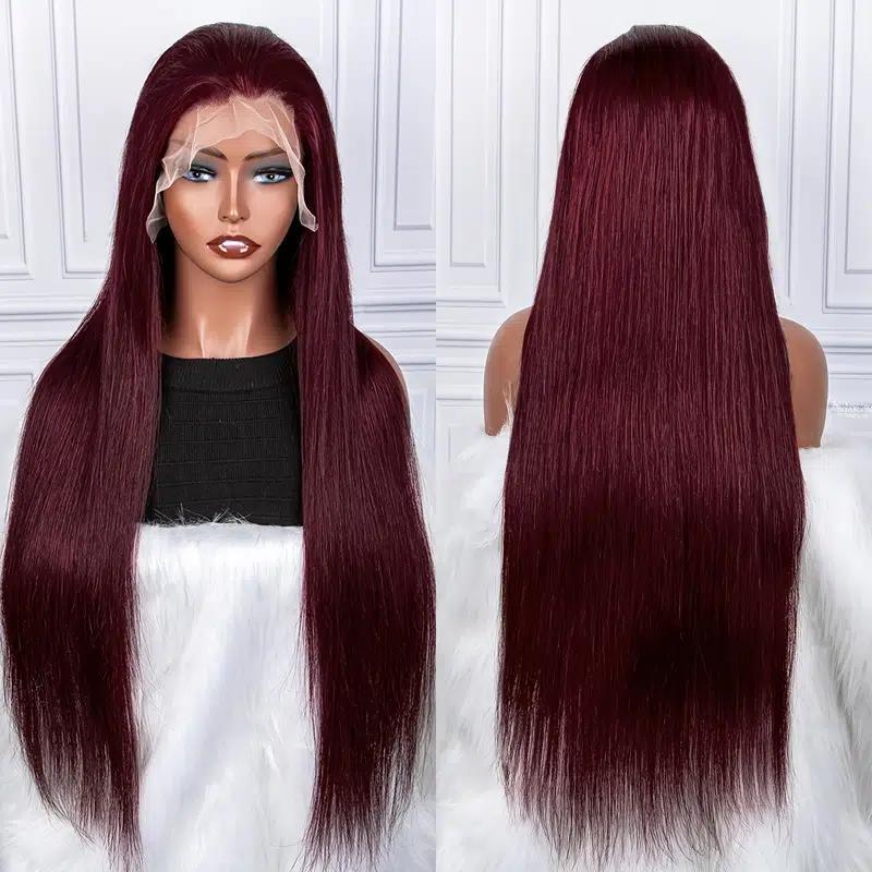 Wholesale 100% Human Hair Hd Lace Frontal Wig 99J Burgundy 13x6 Hd Lace Frontal Wig Body Wave 32 Inch Lace Front Wig