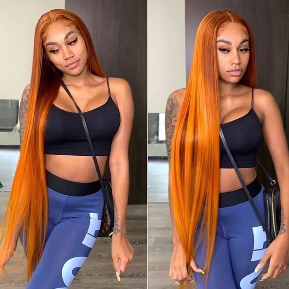 Lace Frontal Wigs Silky Straight Human Hair 13x6 Human Hair Hd Lace Front Wigs 180 Density Ginger Orange Color Human Hair Wigs