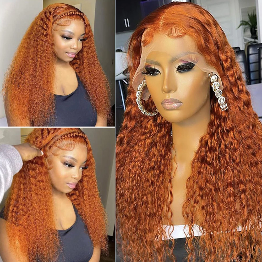 Lace Frontal Wigs Silky Straight Human Hair 13x6 Human Hair Hd Lace Front Wigs 180 Density Ginger Orange Color Human Hair Wigs