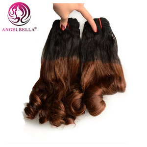 Angelbella Wholesale Price Wet And Wavy Indian Remy Hair Weave Double Sewing Ombre Colored Indian Human Hair bundles