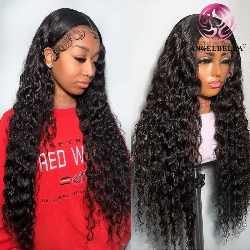 AngelBella Best Lace Wig Vendors Raw Brazilian Hair Wigs 13x4 Water Wave Transparent Lace Frontal Wigs For Black Women