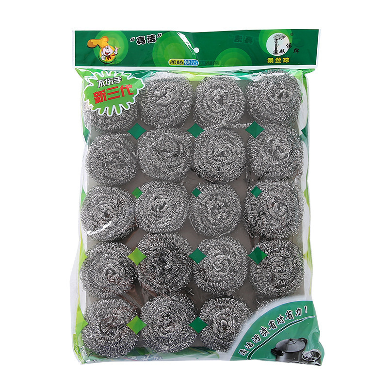 SY65 20pcs/bag Steel Wool Scrubber Stainless Scouring Pad Heavy Duty Metal Scour Sponge for Kitchen Cleaning