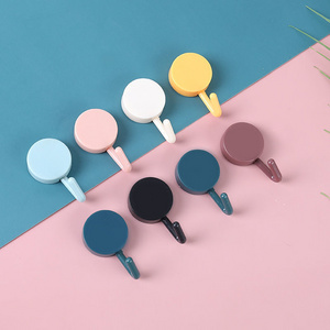 Round Decorative Double Sided Self Adhesive Hooks Kitchen Wall Hooks Multi-color Nordic Style Kitchen Modern PVC Plastic Support