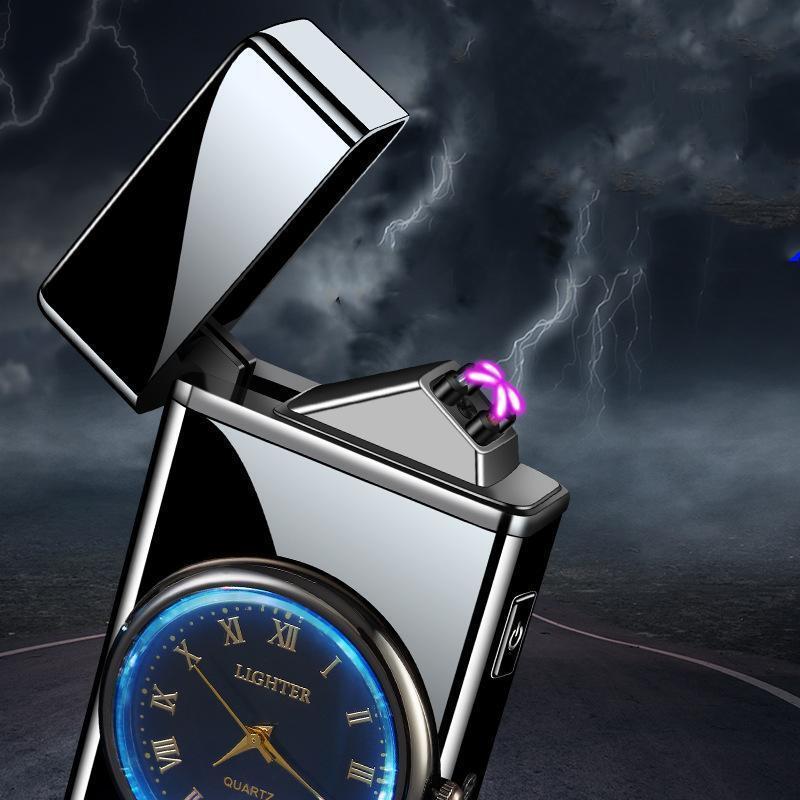 Wholesale Colorful Watch Creative Inflatable Lighter Windproof Direct Flame Cigarette Lighter Personalized Clock Smoking Set