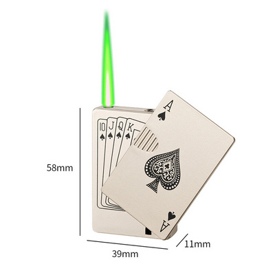 2024 SY Wholesale Jet Torch Green Flame Poker Lighter Metal Windproof Playing Card Lighters Smoking Accessories