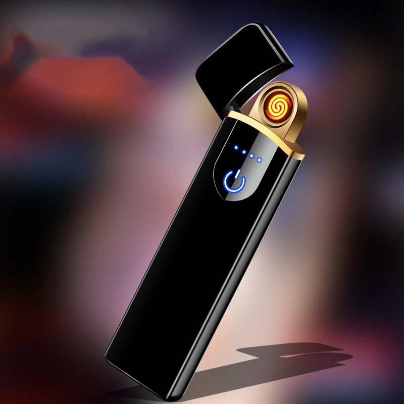 New style fingerprint sensor usb charging lighter electronic lighter double arc lighter electric cigarette lighter wholesale