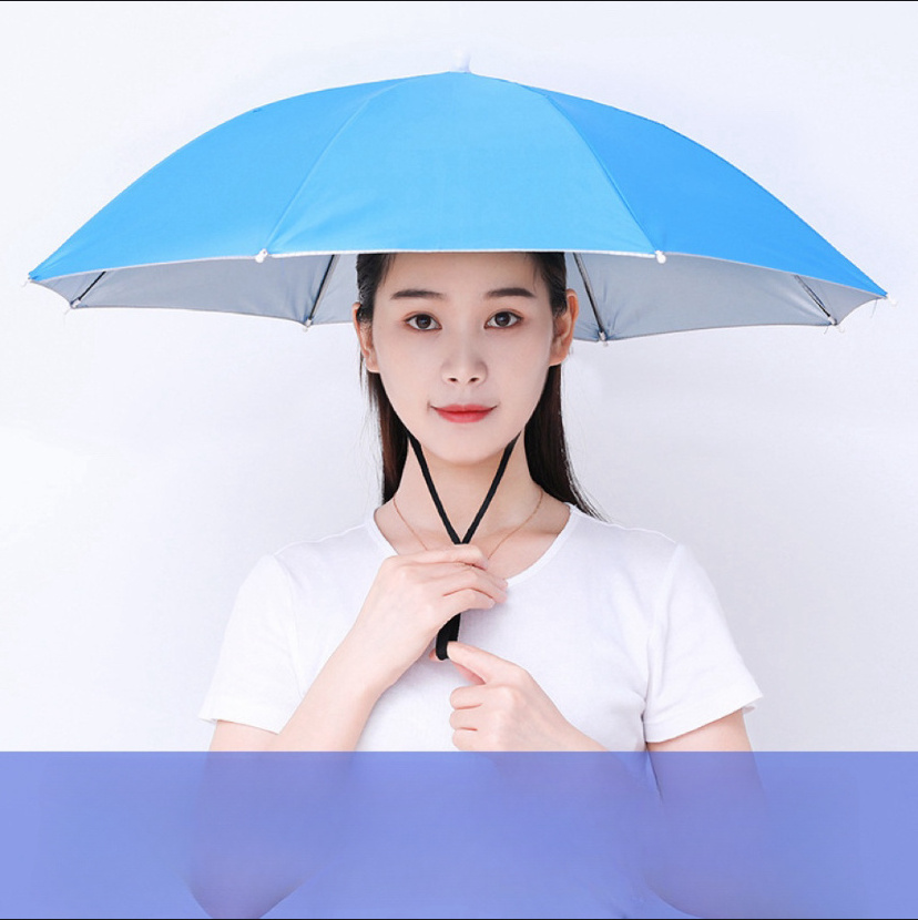 Hands Free Hat Umbrella Hight Quality Portable Outdoor with Logo Printing Pongee CLASSIC Giveaways Uv Umbrella Fan Umbrella