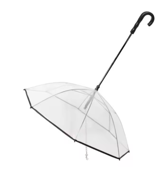 Hot Sale Clear dome Waterproof pet  Transparent umbrella rain gear dog cat umbrella with leash