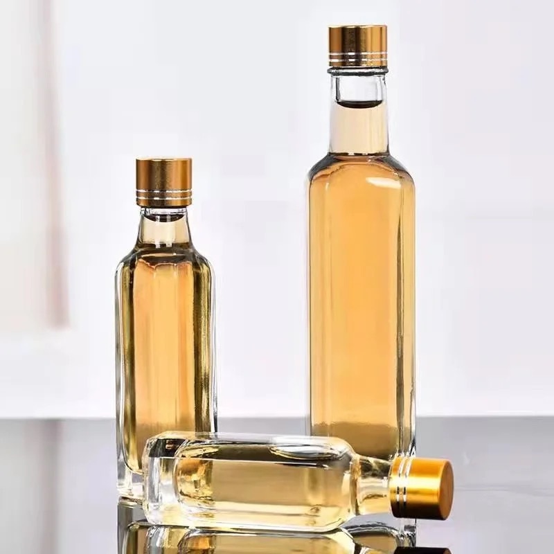 Wholesale Price 100ml 250ml 500ml Olive Oil Glass Bottle Long And Slender Square Transparent Olive Oil Glass Bottle