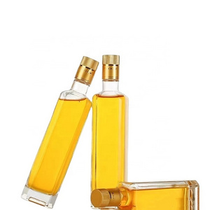 Wholesale Price 100ml 250ml 500ml Olive Oil Glass Bottle Long And Slender Square Transparent Olive Oil Glass Bottle