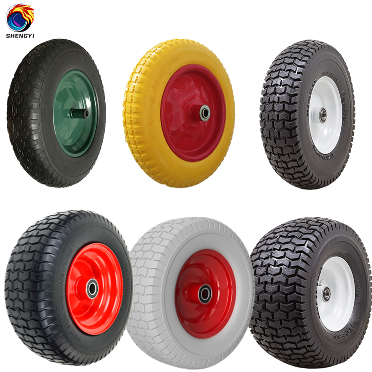 Customizable 6 8 9 10 12 13 14 16 Inch PU Polyurethane Foam Puncture Proof Flat Free Wheel Tires For Wheelbarrow Tool Cart Wheel