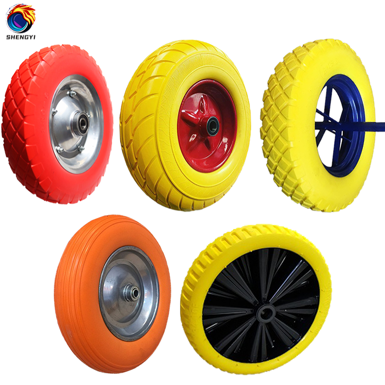 Customizable 6 8 9 10 12 13 14 16 Inch PU Polyurethane Foam Puncture Proof Flat Free Wheel Tires For Wheelbarrow Tool Cart Wheel