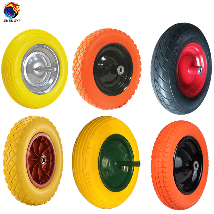 Customizable 6 8 9 10 12 13 14 16 Inch PU Polyurethane Foam Puncture Proof Flat Free Wheel Tires For Wheelbarrow Tool Cart Wheel