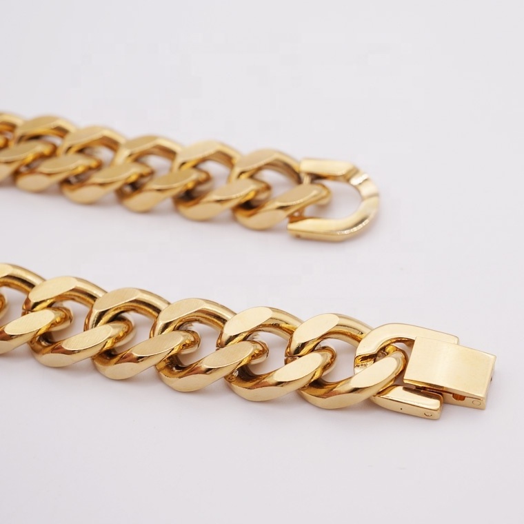 Newest Stainless Steel Men Heavy Gold Cuban Bracelet Chain Accessories