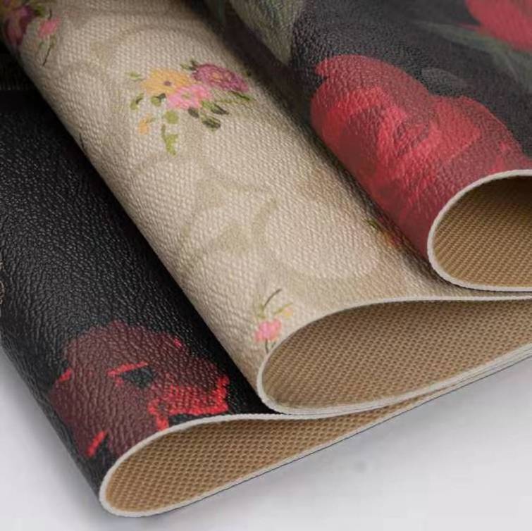 Print leather many kinds digital print Pu synthetic leather knitted backing for all kinds print fabric