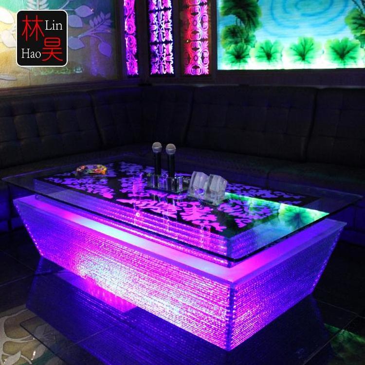 Luxury ktv pub furniture cafe dj snack led color changing light up bar cocktail party table