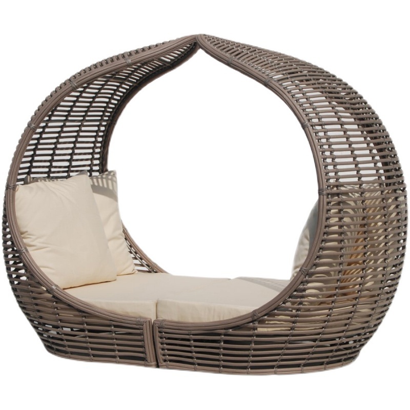 Outdoor sofa bed combination courtyard outdoor garden swimming pool hotel balcony outdoor bird's nest rattan lounge chair