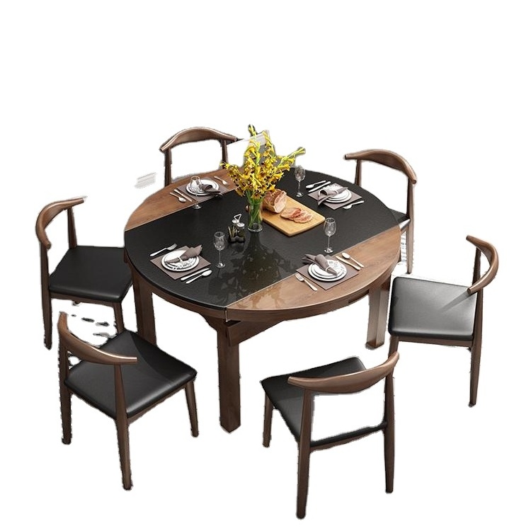 Nordic Folding Round Dining Table 6 Chairs Modern Dining Table Sets