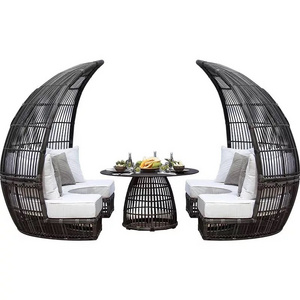 Special design outdoor patio rattan garden beach pool chaise lounge bamboo sofa bed