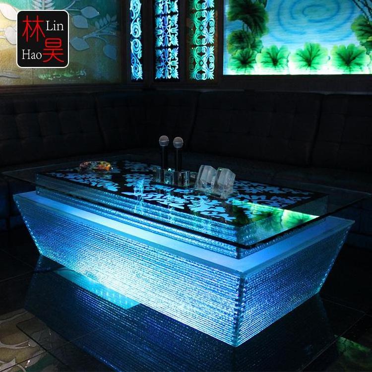 Luxury ktv pub furniture cafe dj snack led color changing light up bar cocktail party table