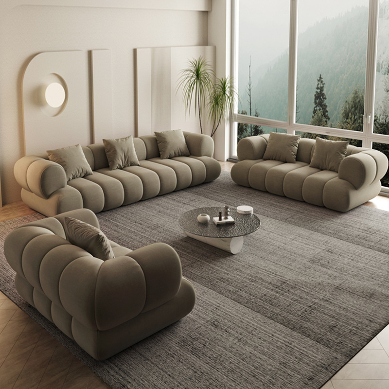 living room, science and technology fabric,  minimalist small house, straight row caterpillar cloth sofa, furniture, net red