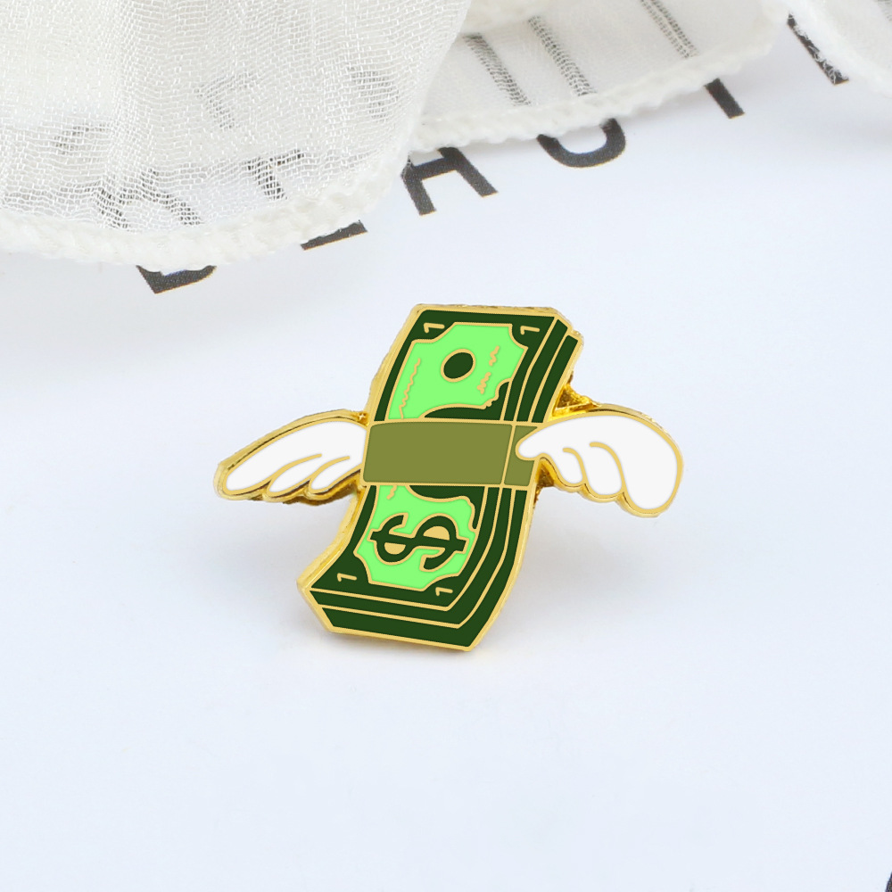 Factory Wholesale Cartoon Brooch Enamel Custom Badge Money-shaped Pin Dollar Shape Pin