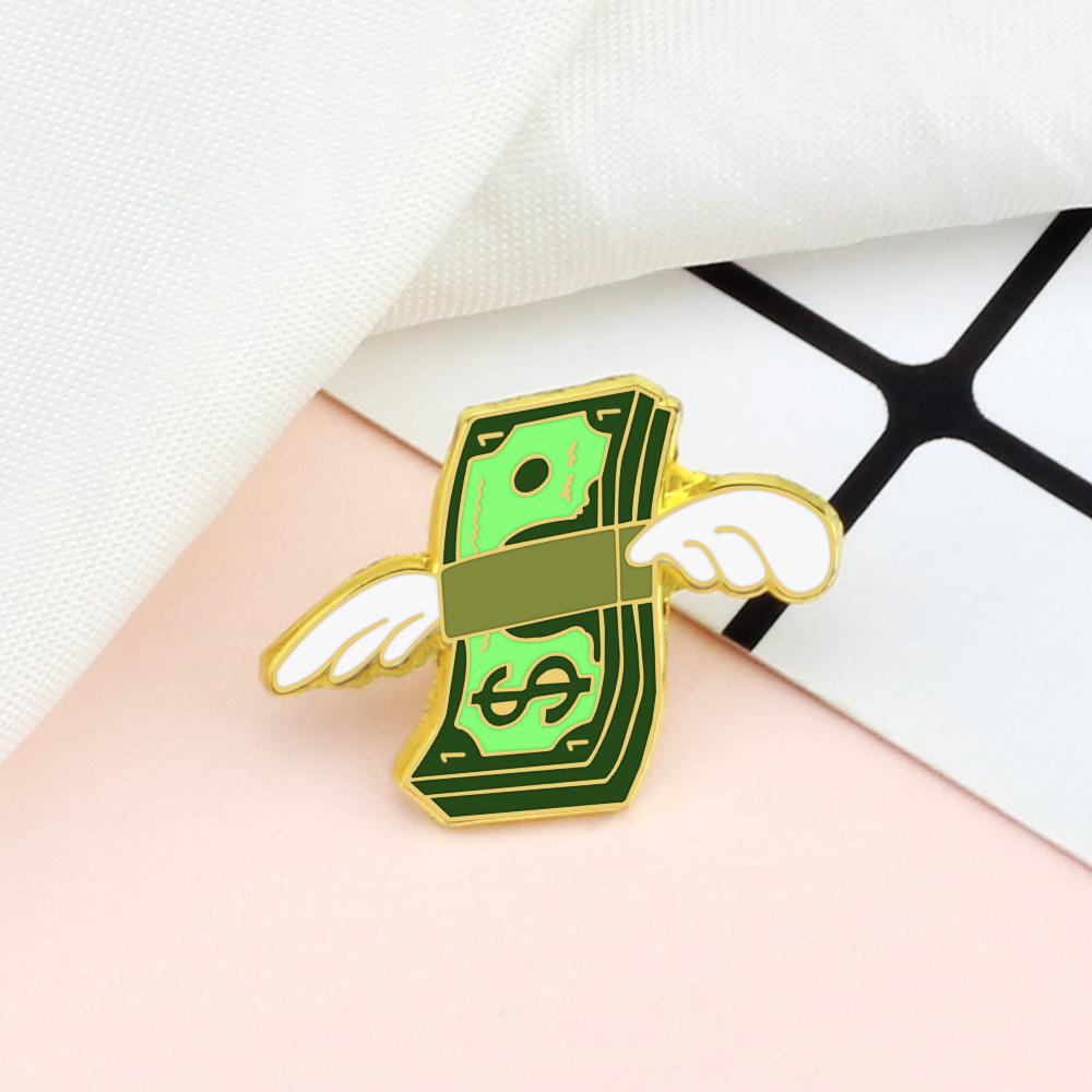 Factory Wholesale Cartoon Brooch Enamel Custom Badge Money-shaped Pin Dollar Shape Pin