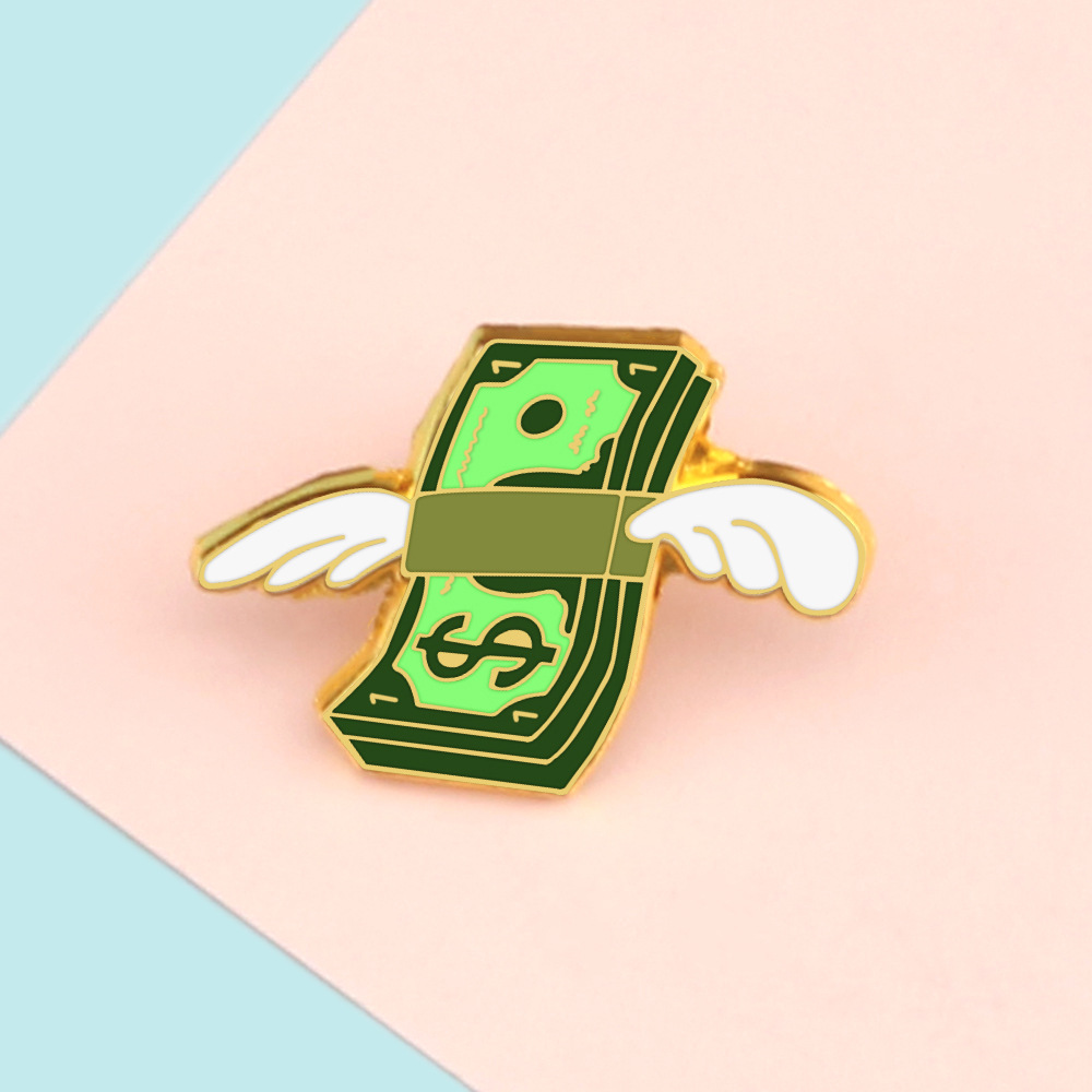 Factory Wholesale Cartoon Brooch Enamel Custom Badge Money-shaped Pin Dollar Shape Pin