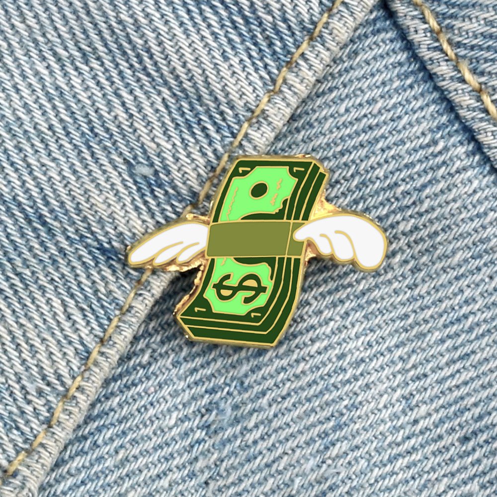 Factory Wholesale Cartoon Brooch Enamel Custom Badge Money-shaped Pin Dollar Shape Pin