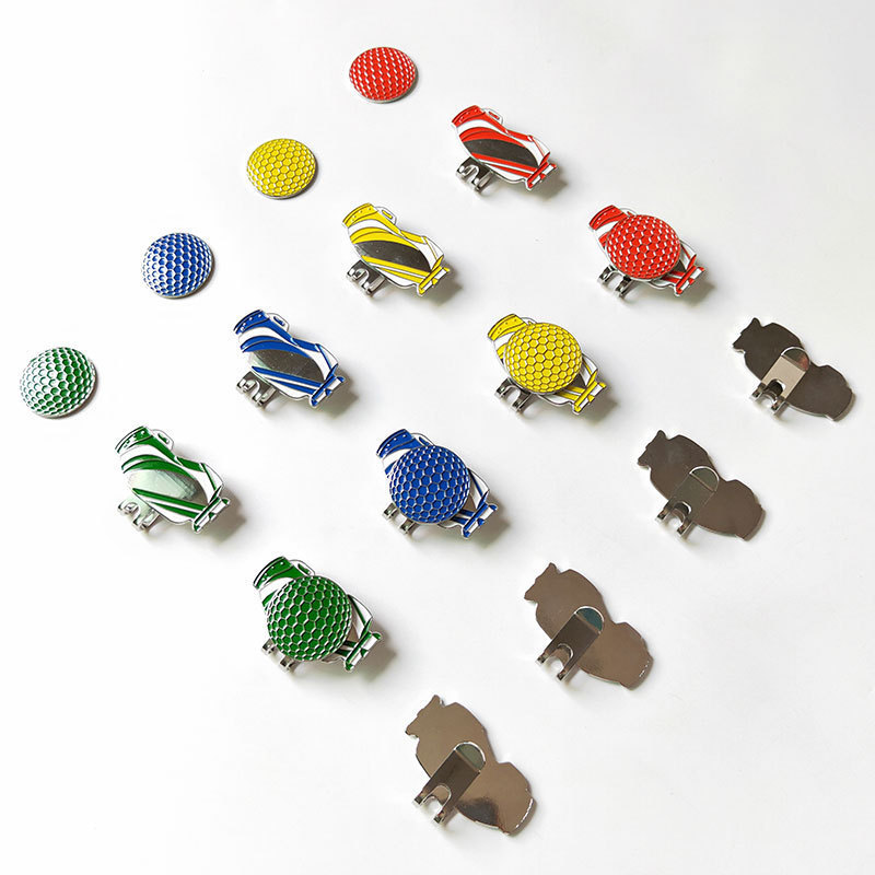 Wholesale Ball Golf Bag Shape  Magnetic Golf Hat Clip with Ball Marker for Golfer Ball Bag Shape Hat Clips